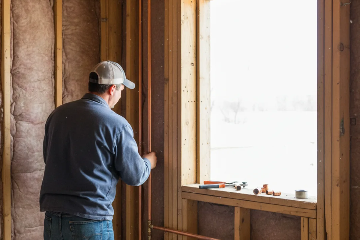 Licensed plumber running new copper supply lines in a Olivet home