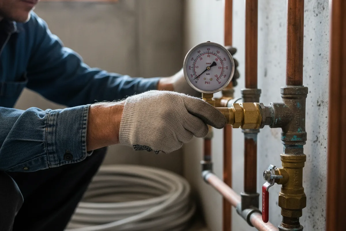Pressure testing a repaired line during Water Line Repair in Olivet